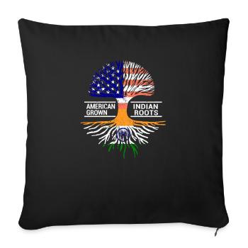Drapeau américain Inde indienne racines Pendjab - Housse de coussin décorative 45 x 45 cm - noir - Devant