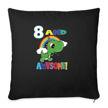 8 And Awesome Birthday Dino Boy - Sofa pillowcase 17,3'' x 17,3'' (45 x 45 cm) - black - Front