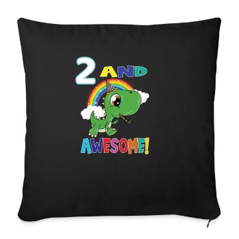 2 And Awesome Birthday Dino Boy - Sofa pillowcase 17,3'' x 17,3'' (45 x 45 cm) - black - Front
