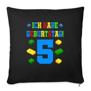 Bausteine 5. Geburtstag Junge Bauklötze - Sofakissenbezug 45 x 45 cm - Schwarz - Vorne