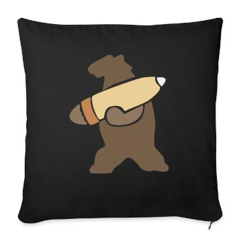 Wojtek der soldatische Bär - Sofakissenbezug 45 x 45 cm - Schwarz - Vorne