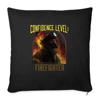 Confidence Level: Firefighter Best Fireman Ever - Sofa pillowcase 17,3'' x 17,3'' (45 x 45 cm) - black - Front