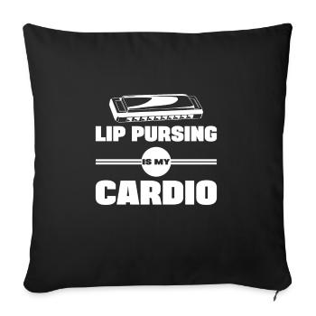 Lip Pursing Is My Cardio Harmonicist Mouth Organ - Sofa pillowcase 17,3'' x 17,3'' (45 x 45 cm) - black - Front
