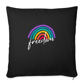 LGBTQ+ Regenbogen Freedom Lesbian Gay Pride - Sofakissenbezug 45 x 45 cm - Schwarz - Vorne