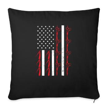 USA Flag Haircut Barbershop Barber 4th Of July - Sofa pillowcase 17,3'' x 17,3'' (45 x 45 cm) - black - Front