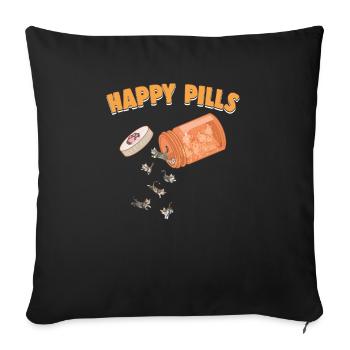 Happy Pills American Shorthair Cat Funny Kitten - Housse de coussin décorative 45 x 45 cm - noir - Devant