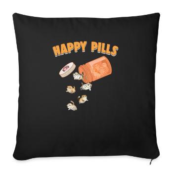 Happy Pills Scottish Fold Cat Drôle d’Amant Chaton - Housse de coussin décorative 45 x 45 cm - noir - Devant