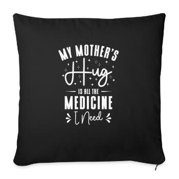 Meilleur médicament Mère Câlin Grand-mère Parents Famille - Housse de coussin décorative 45 x 45 cm - noir - Devant