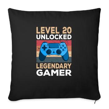 Level 20 Unlocked 20th Birthday Gamer - Sofa pillowcase 17,3'' x 17,3'' (45 x 45 cm) - black - Front