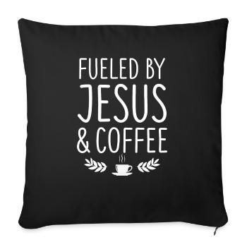 Jesus And Coffee - Sofa pillowcase 17,3'' x 17,3'' (45 x 45 cm) - black - Front