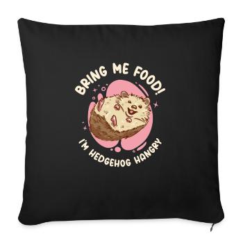 Hérisson Mignon Animal Affamé Hérisson Propriétaire - Housse de coussin décorative 45 x 45 cm - noir - Devant