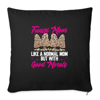 Mushroom hunting, mushrooms, morels, mushroom picking, foraging - Sofa pillowcase 17,3'' x 17,3'' (45 x 45 cm) - black - Front