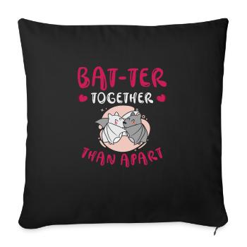Câlin de la Saint-Valentin Paire de chauves-souris mignonnes - Housse de coussin décorative 45 x 45 cm - noir - Devant