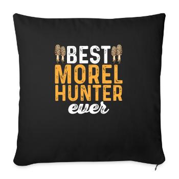 Mushroom hunting, mushrooms, morels, mushroom picking, foraging - Sofa pillowcase 17,3'' x 17,3'' (45 x 45 cm) - black - Front