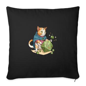 RPG Meow Cat D20 Cube Design for an RPG GAMER - Sofa pillowcase 17,3'' x 17,3'' (45 x 45 cm) - black - Front