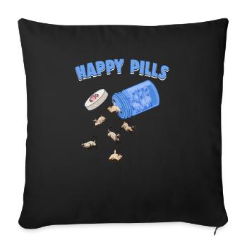 Pilules heureuses Chat siamois Drôle Chaton Amant Félin - Housse de coussin décorative 45 x 45 cm - noir - Devant