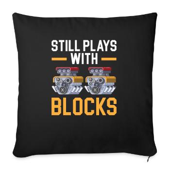 Joue toujours avec le mécanicien diesel du moteur de blocs - Housse de coussin décorative 45 x 45 cm - noir - Devant