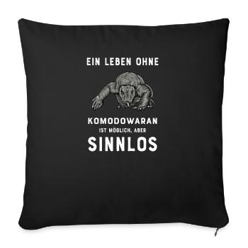Komodowaran I Komododrache Motiv für Reptilien - Sofakissenbezug 45 x 45 cm - Schwarz - Vorne