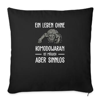 Komodowaran I Komododrache Motiv für Reptilien - Sofakissenbezug 45 x 45 cm - Schwarz - Vorne