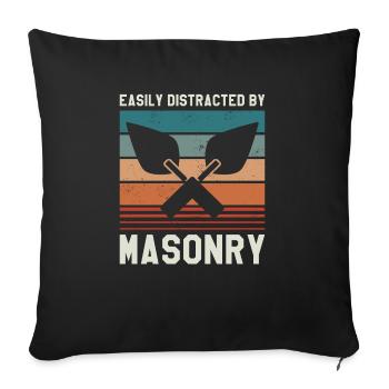Facilement distrait par la maçonnerie maçonnerie - Housse de coussin décorative 45 x 45 cm - noir - Devant