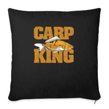 carpe roi pêche pêcheur pêcheur pêcheur eau - Housse de coussin décorative 45 x 45 cm - noir - Devant