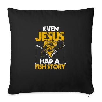Même Jésus avait une histoire de Poissons mignonne - Housse de coussin décorative 45 x 45 cm - noir - Devant