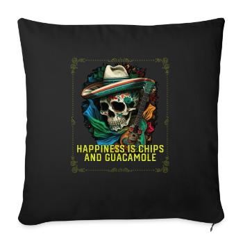 Happiness Is Chips and Guacamole Lover Avocado - Sofa pillowcase 17,3'' x 17,3'' (45 x 45 cm) - black - Front