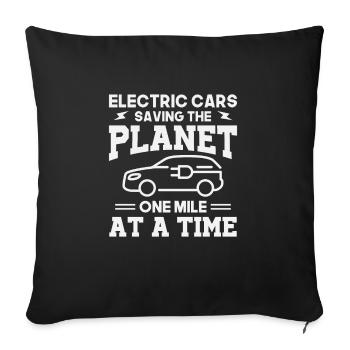 Electric cars save the planet - one mile - Sofa pillowcase 17,3'' x 17,3'' (45 x 45 cm) - black - Front