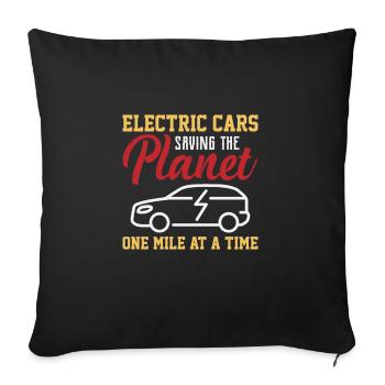 Electric cars save the planet - one mile - Sofa pillowcase 17,3'' x 17,3'' (45 x 45 cm) - black - Front