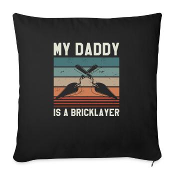 Mon papa est maçon maçon maçon maçon - Housse de coussin décorative 45 x 45 cm - noir - Devant