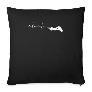 Wakeboard Heartbeat Drôle de Wakeboard Surfer - Housse de coussin décorative 45 x 45 cm - noir - Devant