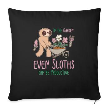 Gardening Sloth Florist Botany Sloth Lover Garden - Sofa pillowcase 17,3'' x 17,3'' (45 x 45 cm) - black - Front