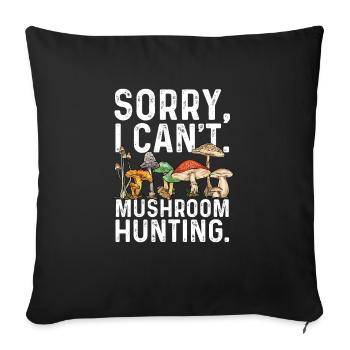 Mushroom hunting, mushrooms, morels, mushroom picking, foraging - Sofa pillowcase 17,3'' x 17,3'' (45 x 45 cm) - black - Front
