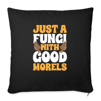 Mushroom hunting, mushrooms, morels, mushroom picking, foraging - Sofa pillowcase 17,3'' x 17,3'' (45 x 45 cm) - black - Front