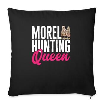 Mushroom hunting, mushrooms, morels, mushroom picking, foraging - Sofa pillowcase 17,3'' x 17,3'' (45 x 45 cm) - black - Front
