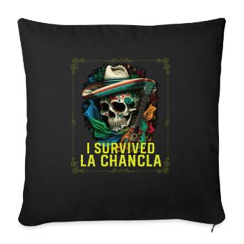 I Survived La Chancla Mexican Slippers Sandals - Sofa pillowcase 17,3'' x 17,3'' (45 x 45 cm) - black - Front