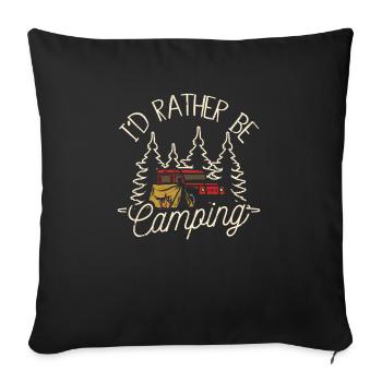 Je préfère camper Amoureux de la nature - Housse de coussin décorative 45 x 45 cm - noir - Devant