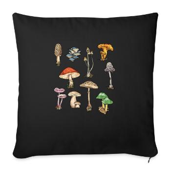 Cueillette de champignons Cueillette de champignons Cueillette de champignons - Housse de coussin décorative 45 x 45 cm - noir - Devant