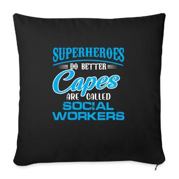 Superheroes do better Capes are called Social - Sofa pillowcase 17,3'' x 17,3'' (45 x 45 cm) - black - Front
