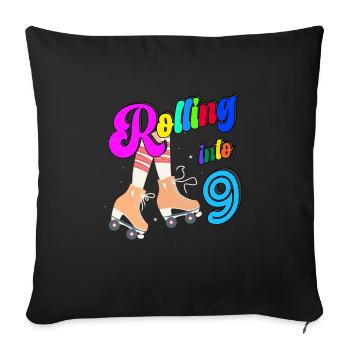 Rolling Into 9 years Lets Roll I'm Turning 9 Years - Sofa pillowcase 17,3'' x 17,3'' (45 x 45 cm) - black - Front