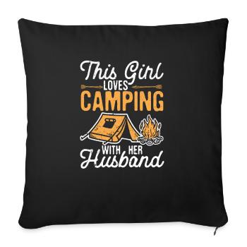 Cette fille adore camper avec son mari - Housse de coussin décorative 45 x 45 cm - noir - Devant