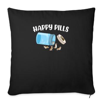 Pilules heureuses Corgi Drôle d’amoureux des chiens Humour Cool Pet - Housse de coussin décorative 45 x 45 cm - noir - Devant