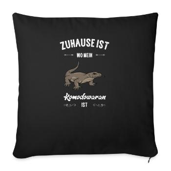 Komodowaran I Komododrache Motiv für Reptilien - Sofakissenbezug 45 x 45 cm - Schwarz - Vorne