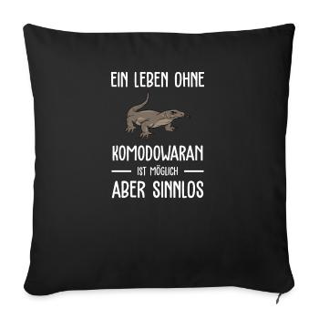 Komodowaran I Komododrache Motiv für Reptilien - Sofakissenbezug 45 x 45 cm - Schwarz - Vorne