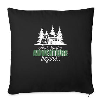 Und so beginnt das Abenteuer Camping Road Trip - Sofakissenbezug 45 x 45 cm - Schwarz - Vorne