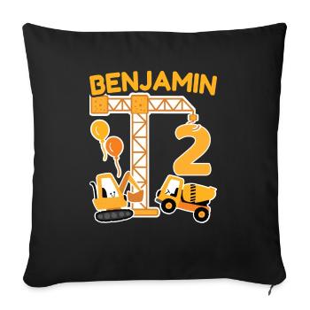 2. Geburtstag Vorname Benjamin Bagger Deko - Sofakissenbezug 45 x 45 cm - Schwarz - Vorne