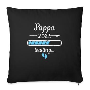 Pappa 2024 Chargement Grossesse Papa Père - Housse de coussin décorative 45 x 45 cm - noir - Devant