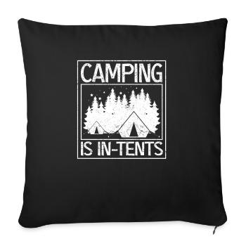 Camping is fun in tents Outdoor travel happiness - Sofa pillowcase 17,3'' x 17,3'' (45 x 45 cm) - black - Front