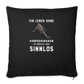 Komodowaran I Komododrache Motiv für Reptilien - Sofakissenbezug 45 x 45 cm - Schwarz - Vorne