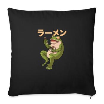 La grenouille crapaud mange la conception de soupe ramen pour un - Housse de coussin décorative 45 x 45 cm - noir - Devant